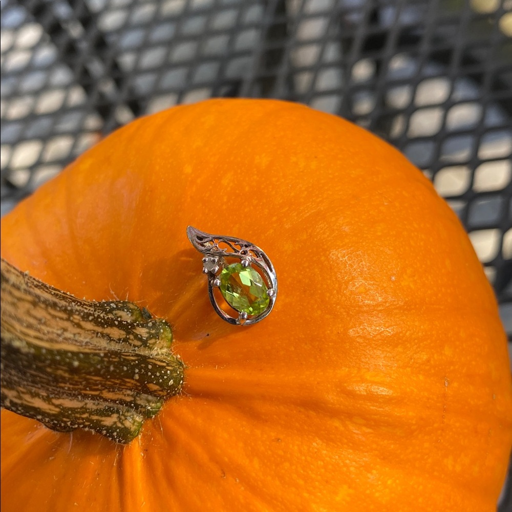 Possibly Sterling Silver Diamond Chip and Possibly Peridot Pendant